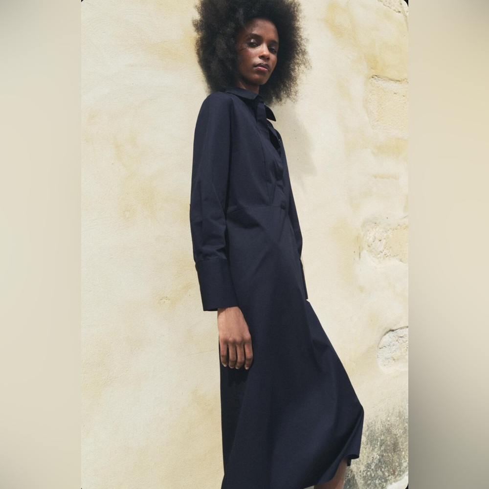 Zara Navy Midi Dress
